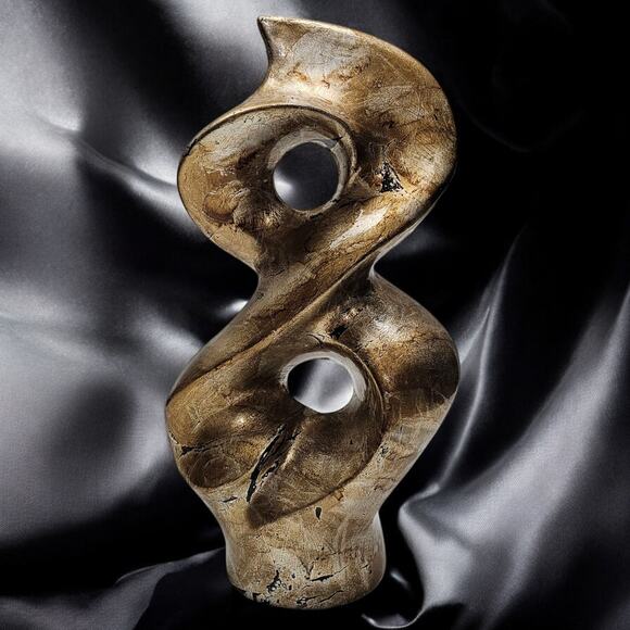 Unbranded Other - Large Ceramic Modern Abstract Infinity Sculpture Brown Bronze Gold